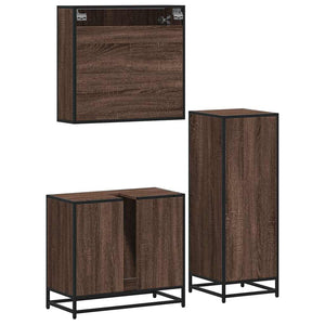 vidaXL 3 Piece Bathroom Furniture Set Brown Oak Engineered Wood