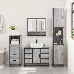 vidaXL 3 Piece Bathroom Furniture Set Grey Sonoma Engineered Wood