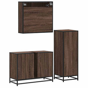 vidaXL 3 Piece Bathroom Furniture Set Brown Oak Engineered Wood