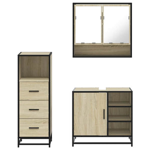 vidaXL 3 Piece Bathroom Furniture Set Sonoma Oak Engineered Wood