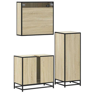 vidaXL 3 Piece Bathroom Furniture Set Sonoma Oak Engineered Wood