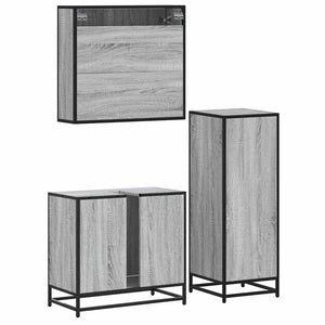 vidaXL 3 Piece Bathroom Furniture Set Grey Sonoma Engineered Wood