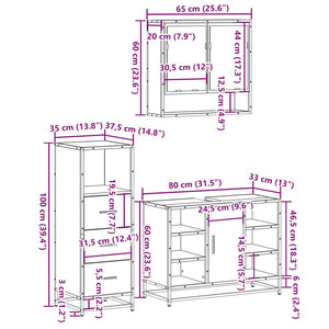 vidaXL 3 Piece Bathroom Furniture Set Black Engineered Wood