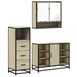 vidaXL 3 Piece Bathroom Furniture Set Sonoma Oak Engineered Wood