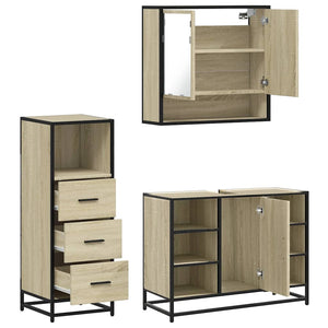 vidaXL 3 Piece Bathroom Furniture Set Sonoma Oak Engineered Wood