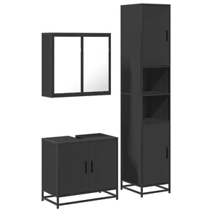 vidaXL 4 Piece Bathroom Furniture Set Black Engineered Wood