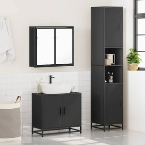 vidaXL 4 Piece Bathroom Furniture Set Black Engineered Wood