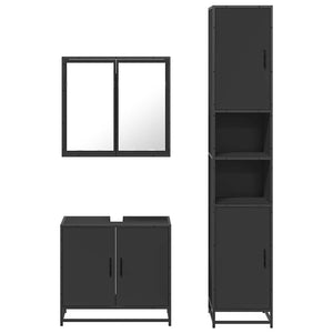 vidaXL 4 Piece Bathroom Furniture Set Black Engineered Wood