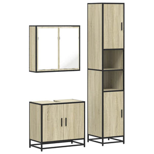 vidaXL 4 Piece Bathroom Furniture Set Sonoma Oak Engineered Wood