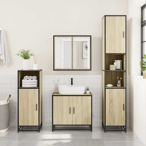 vidaXL 4 Piece Bathroom Furniture Set Sonoma Oak Engineered Wood