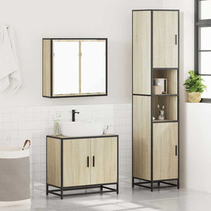 vidaXL 4 Piece Bathroom Furniture Set Sonoma Oak Engineered Wood