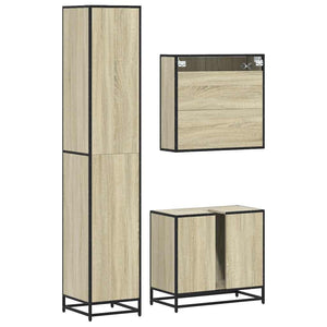 vidaXL 4 Piece Bathroom Furniture Set Sonoma Oak Engineered Wood