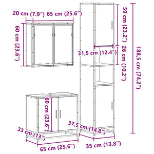 vidaXL 4 Piece Bathroom Furniture Set Sonoma Oak Engineered Wood