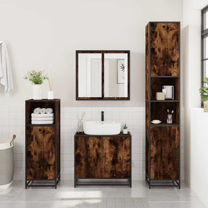 vidaXL 4 Piece Bathroom Furniture Set Smoked Oak Engineered Wood