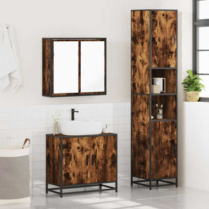 vidaXL 4 Piece Bathroom Furniture Set Smoked Oak Engineered Wood