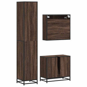 vidaXL 4 Piece Bathroom Furniture Set Brown Oak Engineered Wood