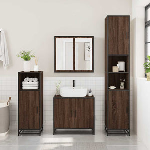 vidaXL 4 Piece Bathroom Furniture Set Brown Oak Engineered Wood