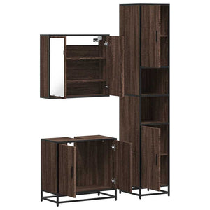 vidaXL 4 Piece Bathroom Furniture Set Brown Oak Engineered Wood