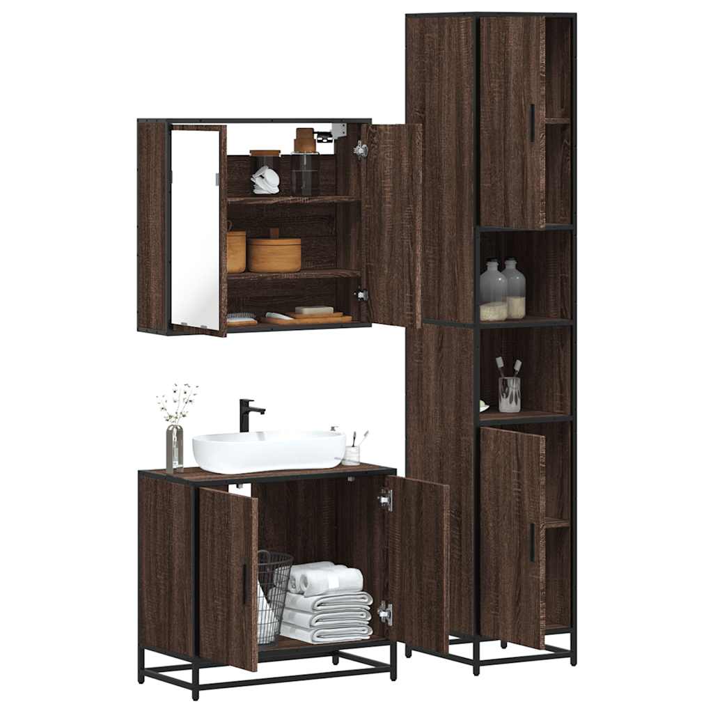 vidaXL 4 Piece Bathroom Furniture Set Brown Oak Engineered Wood