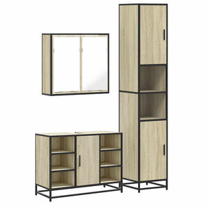 vidaXL 4 Piece Bathroom Furniture Set Sonoma Oak Engineered Wood