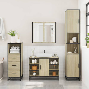 vidaXL 4 Piece Bathroom Furniture Set Sonoma Oak Engineered Wood