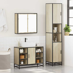 vidaXL 4 Piece Bathroom Furniture Set Sonoma Oak Engineered Wood