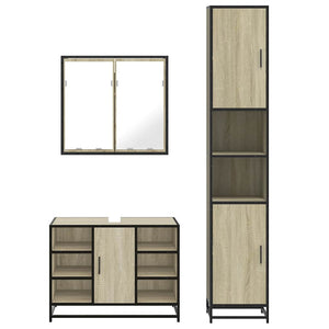 vidaXL 4 Piece Bathroom Furniture Set Sonoma Oak Engineered Wood