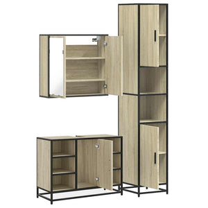 vidaXL 4 Piece Bathroom Furniture Set Sonoma Oak Engineered Wood