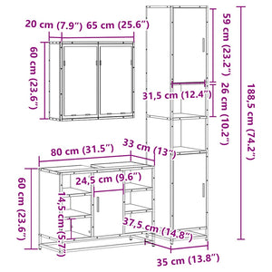 vidaXL 4 Piece Bathroom Furniture Set Sonoma Oak Engineered Wood