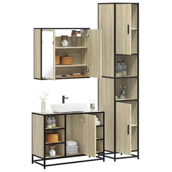 vidaXL 4 Piece Bathroom Furniture Set Sonoma Oak Engineered Wood