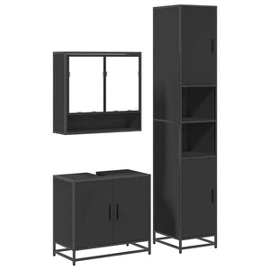 vidaXL 4 Piece Bathroom Furniture Set Black Engineered Wood