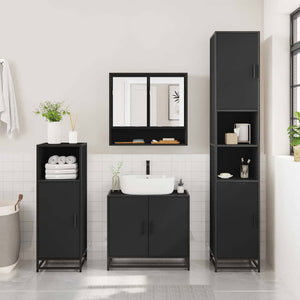 vidaXL 4 Piece Bathroom Furniture Set Black Engineered Wood