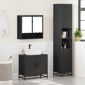 vidaXL 4 Piece Bathroom Furniture Set Black Engineered Wood