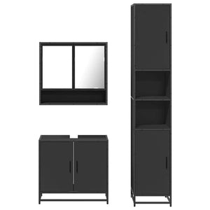 vidaXL 4 Piece Bathroom Furniture Set Black Engineered Wood