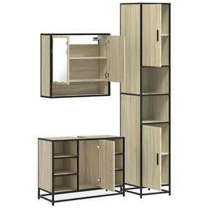 vidaXL 3 Piece Bathroom Furniture Set Sonoma Oak Engineered Wood