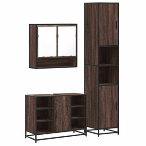 vidaXL 3 Piece Bathroom Furniture Set Brown Oak Engineered Wood