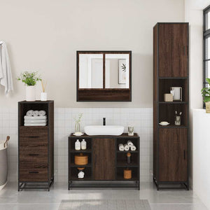 vidaXL 3 Piece Bathroom Furniture Set Brown Oak Engineered Wood