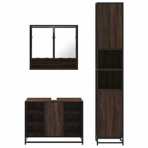 vidaXL 3 Piece Bathroom Furniture Set Brown Oak Engineered Wood