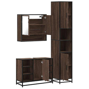 vidaXL 3 Piece Bathroom Furniture Set Brown Oak Engineered Wood