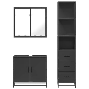 vidaXL 3 Piece Bathroom Furniture Set Black Engineered Wood