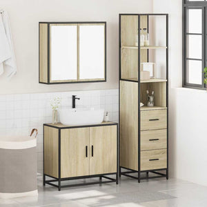 vidaXL 3 Piece Bathroom Furniture Set Sonoma Oak Engineered Wood