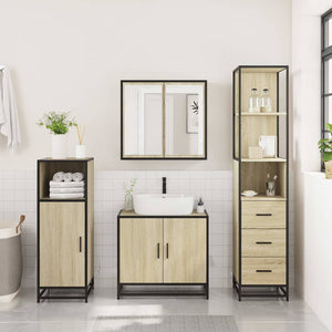 vidaXL 3 Piece Bathroom Furniture Set Sonoma Oak Engineered Wood