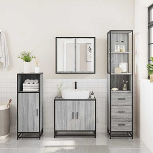 vidaXL 3 Piece Bathroom Furniture Set Grey Sonoma Engineered Wood