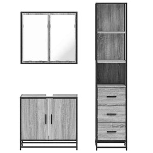 vidaXL 3 Piece Bathroom Furniture Set Grey Sonoma Engineered Wood