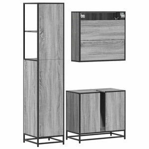 vidaXL 3 Piece Bathroom Furniture Set Grey Sonoma Engineered Wood