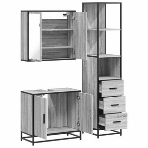 vidaXL 3 Piece Bathroom Furniture Set Grey Sonoma Engineered Wood