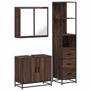 vidaXL 3 Piece Bathroom Furniture Set Brown Oak Engineered Wood