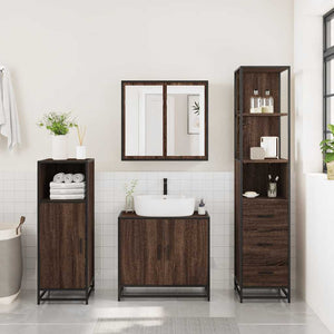 vidaXL 3 Piece Bathroom Furniture Set Brown Oak Engineered Wood