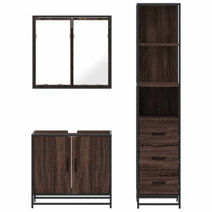 vidaXL 3 Piece Bathroom Furniture Set Brown Oak Engineered Wood