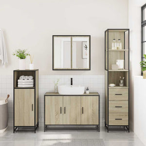 vidaXL 3 Piece Bathroom Furniture Set Sonoma Oak Engineered Wood